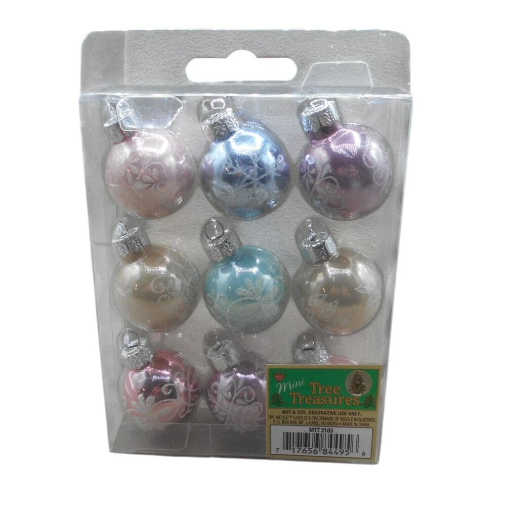 Nicole Mini Tree Treasures Pastel Ball Christmas Ornaments MTT2183 Snowflake
